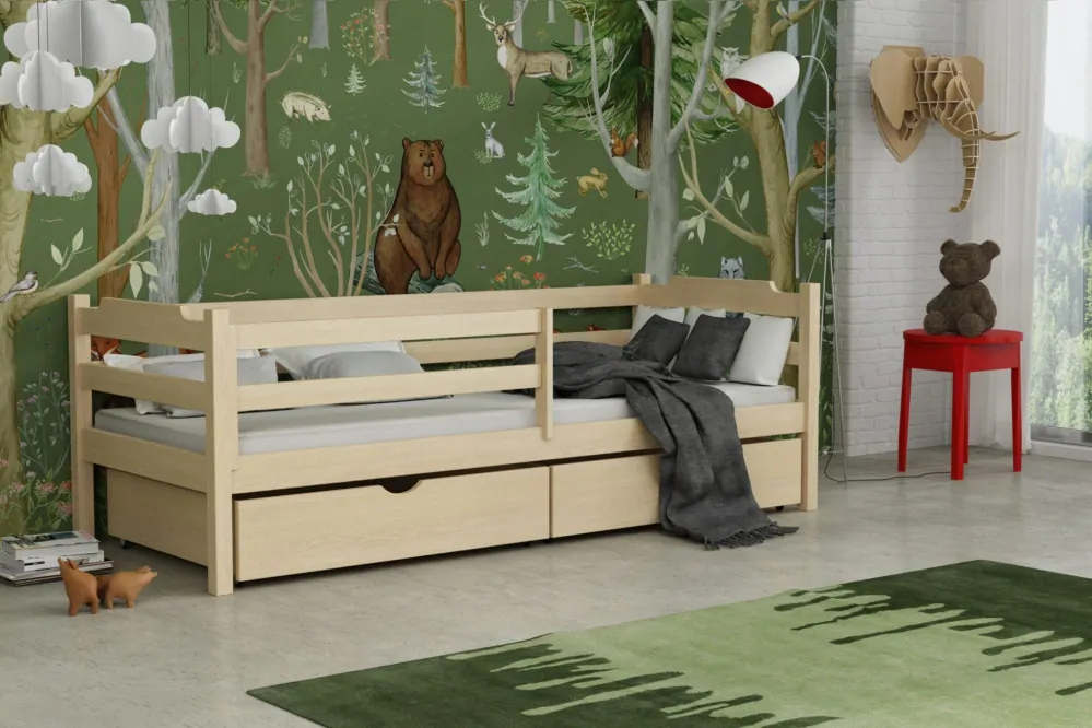 Dřevěná postel MIKO 07 90x190 cm borovice masiv s úložným prostorem
