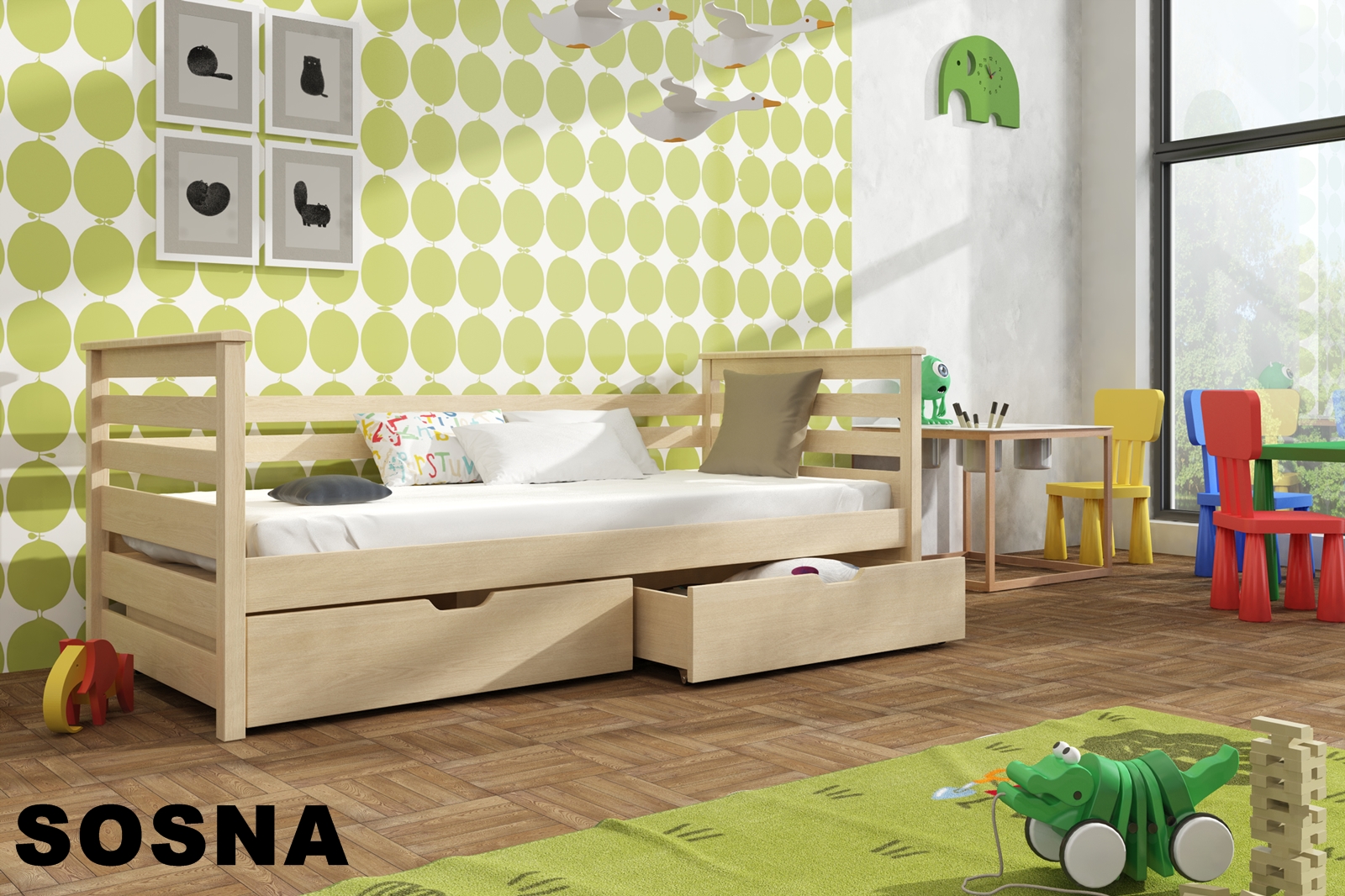 Postel Exo s úložným prostorem 80x180 cm masiv