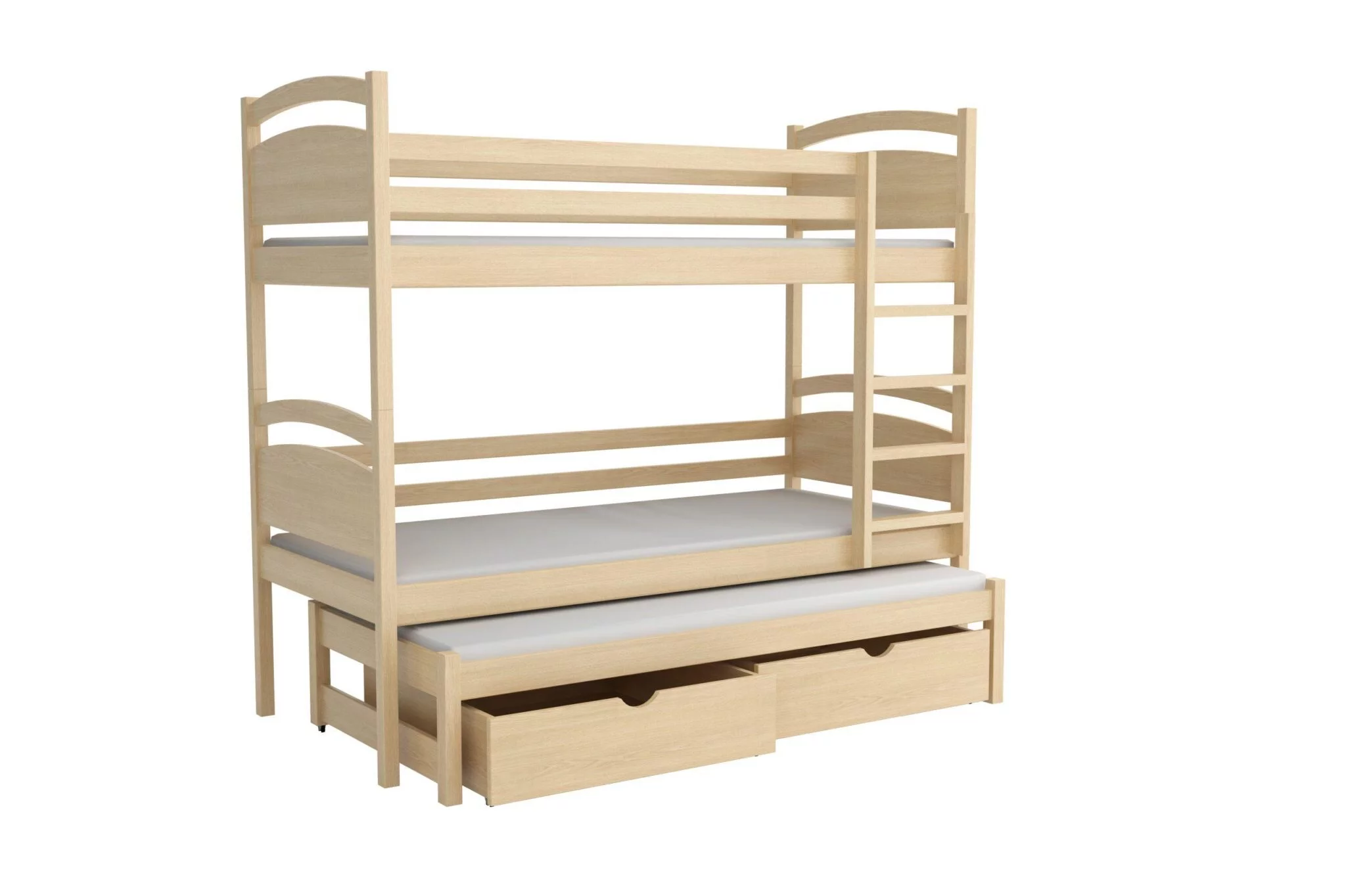 Patrová postel s přistýlkou a úložným prostorem WOOD-V 002 90x200 cm - více odstínů