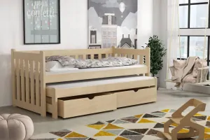 Postel s výsuvnou přistýlkou KRZY 02 90x180 cm borovice masiv s úložným prostorem 