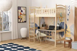 Vyvýšená patrová postel 06 80x190 cm borovice masiv - více odstínů