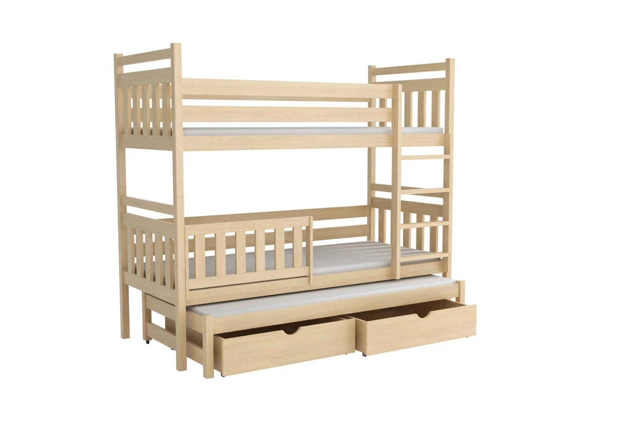 Patrová postel s přistýlkou a úložným úprostorem WOOD-V 005 90x200 cm - více odstínů