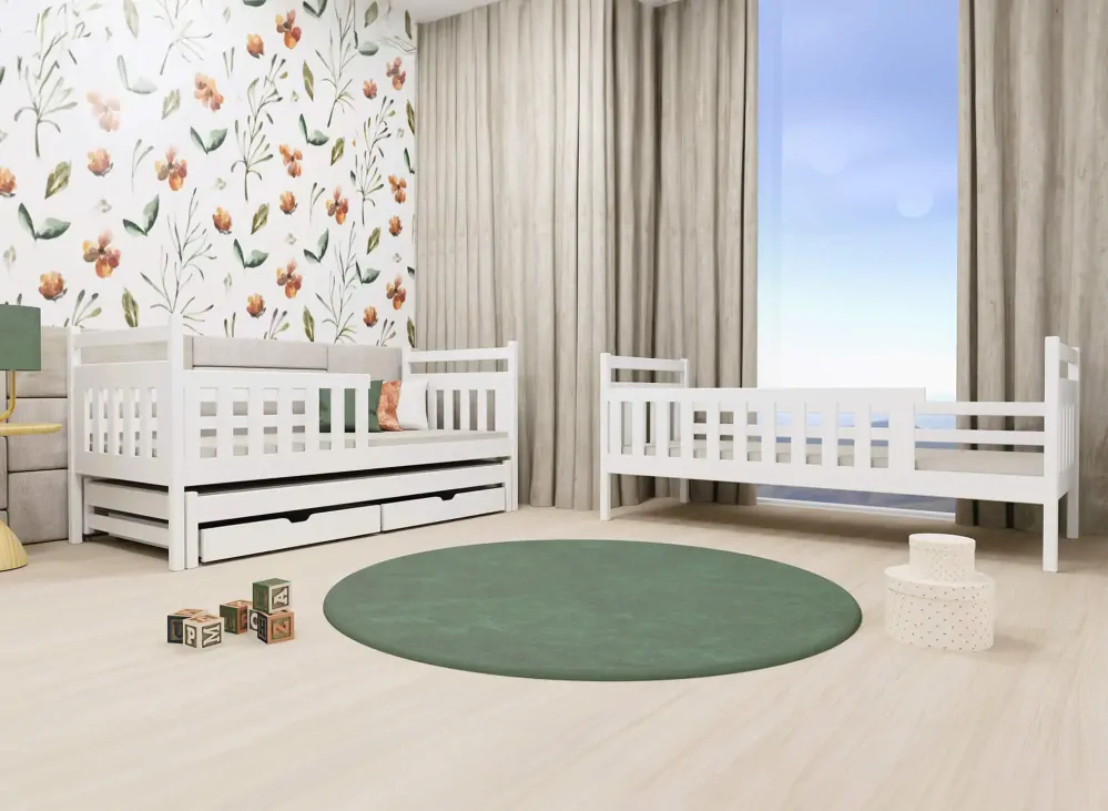 Patrová postel Klára 90x200 cm s přistýlkou a úložným prostorem - více odstínů