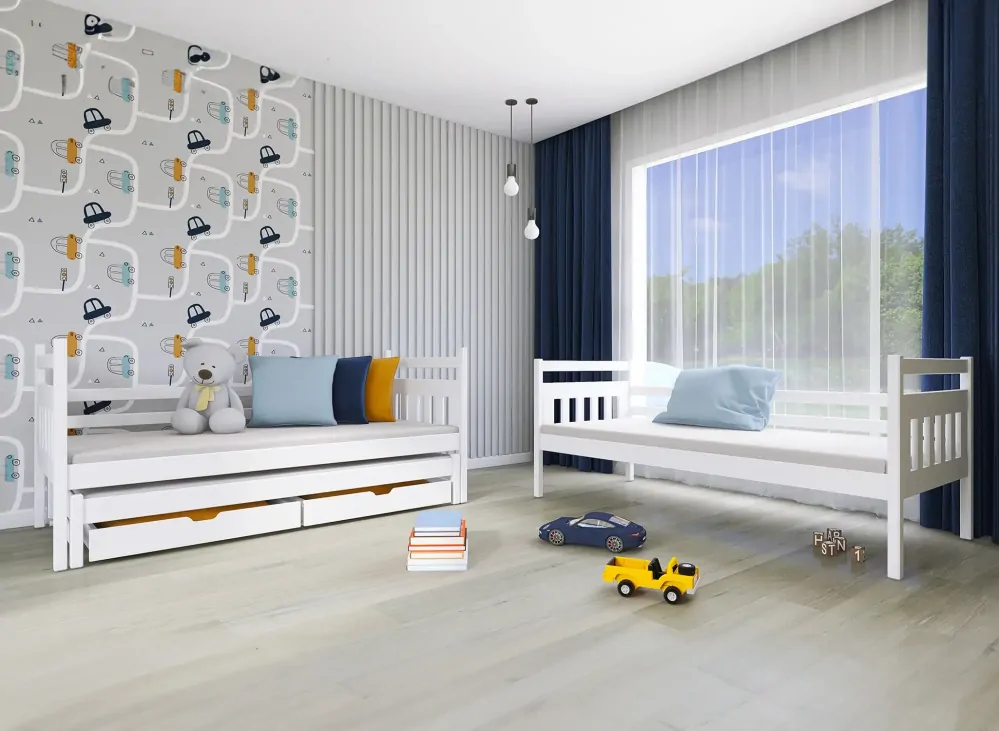 Patrová postel SEWERYN 80x200 cm s přistýlkou a úložným prostorem
