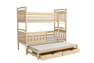 Patrová postel s přistýlkou a úložným prostorem WOOD-V 001 90x200  cm - více odstínů