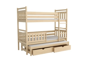 Patrová postel s přistýlkou a úložným úprostorem  WOOD-V 005 90x200 cm - více odstínů